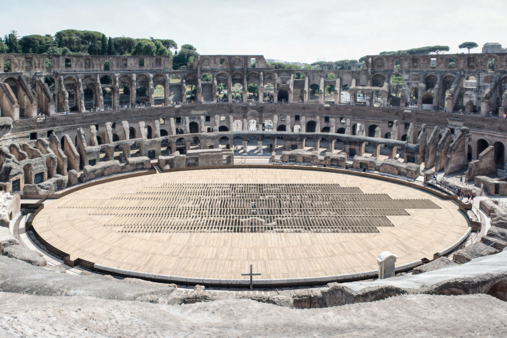 Fasi apertura nuovo piano dell’arena del Colosseo di Roma