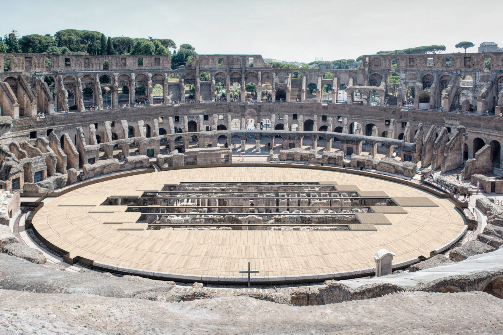 Fasi apertura nuovo piano dell’arena del Colosseo di Roma