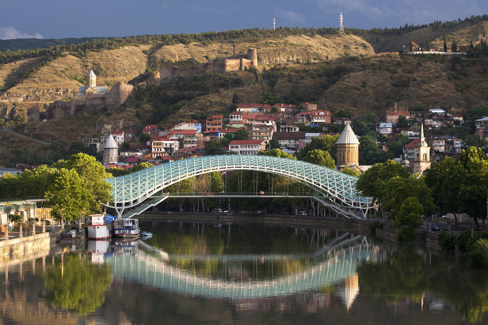 Side view Peace Bridge in Tbilisi - Georgia