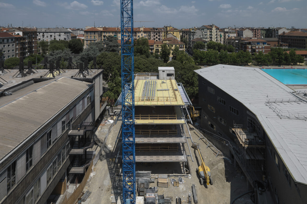 Vista dall'alto del cantiere per il nuovo Campus Leonardo Politecnico di Milano