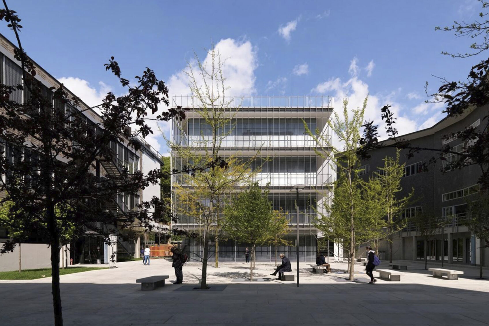 Render courtyard and green areas Campus Leonardo faculty of architecture Politecnico di Milano