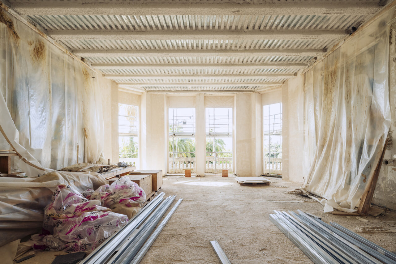 Construction site restoration and interior reorganization of former Hotel Angst in Bordighera